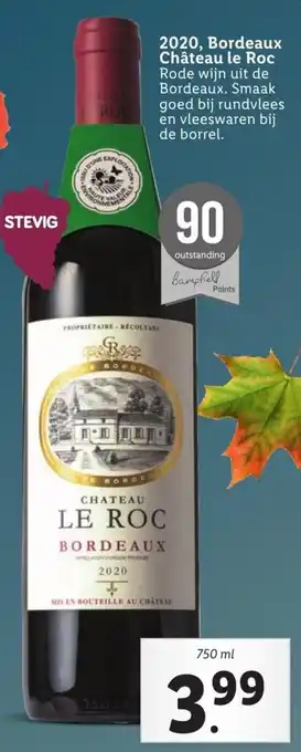 Lidl 2020 Bordeaux Chateau le Roc 750ml aanbieding