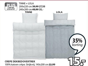 Jysk CREPE DEKBEDOVERTREK aanbieding