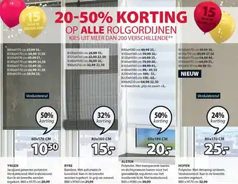 Jysk OP ALLE ROLGORDIJNEN KIES UIT MEER DAN 200 VERSCHILLENDE** aanbieding