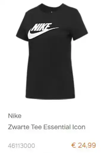 vanHaren Nike Zwarte Tee Essential Icon aanbieding