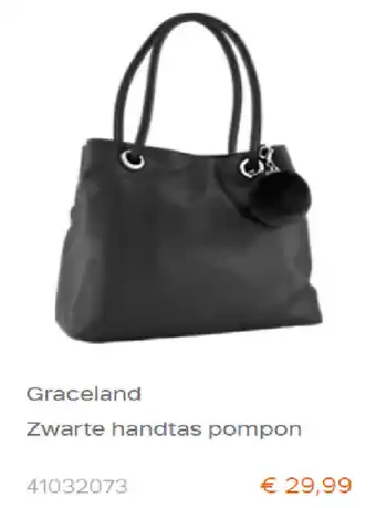 vanHaren Graceland Zwarte handtas pompon aanbieding