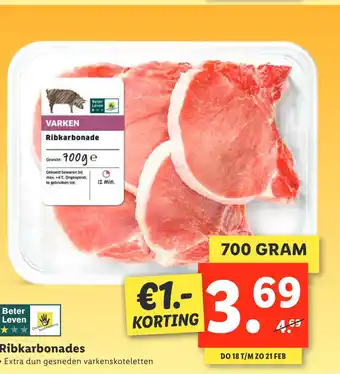 Lidl Ribkarbonades aanbieding