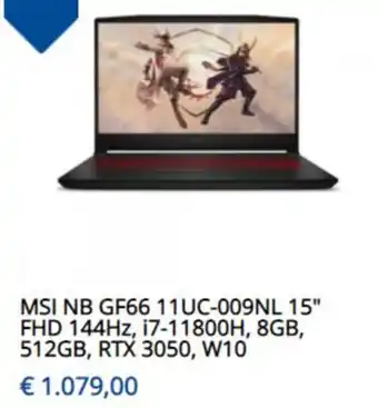 Levix Computershop MSI NB GF66 11UC-009NL 15" aanbieding