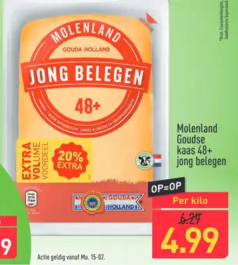 ALDI Molenland Goudse kaas 48+ jong belegen aanbieding