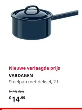 IKEA Vardagen Steelpan Met Deksel 2L aanbieding