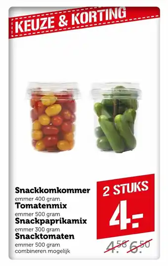 CoopCompact Snackkomkommer 400 gram 2 stuks aanbieding