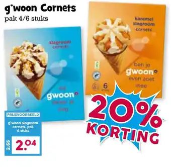 Boon`s Markt G'woon Cornets pak 4/6 stuks aanbieding