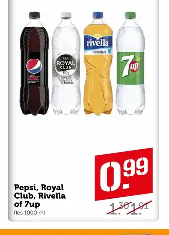 CoopCompact Pepsi, Royal Club, Rivella of 7up fles 1000 ml aanbieding