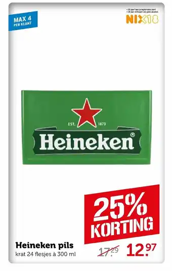 CoopCompact Heineken Pils krat 24 flesjes a 300 ml aanbieding