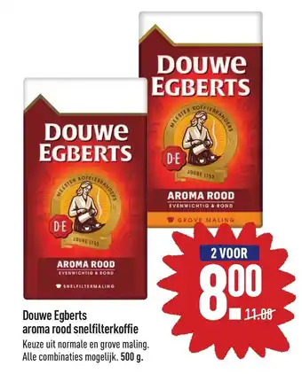 ALDI Douwe Egberts Aroma Rood Snelfilterkoffie 500g aanbieding