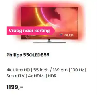 PlatteTV Philips 4K OLED TV | 55OLED855 aanbieding