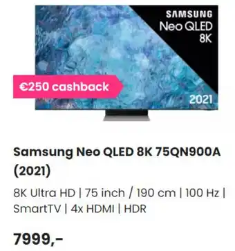 PlatteTV SAMSUNG NEO QLED 8K TV | 75QN900A aanbieding