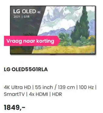 PlatteTV LG 4K OLED TV | OLED55G1RLA aanbieding