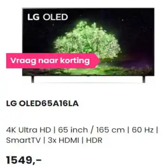 PlatteTV LG OLED TV | OLED65A16LA aanbieding