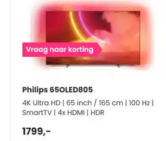 PlatteTV Philips 4K OLED TV | 65OLED805 aanbieding