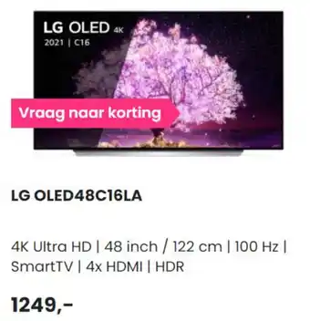 PlatteTV LG 4K OLED TV | OLED48C16LA aanbieding