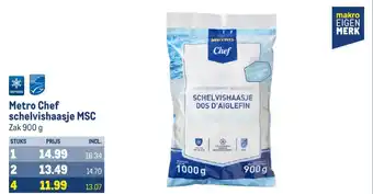 Makro Metro Chef schelvishaasje MSC zak 900 g aanbieding