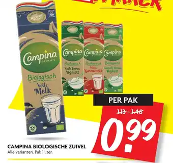 Dekamarkt Campina Biologisch zuivel 1L aanbieding