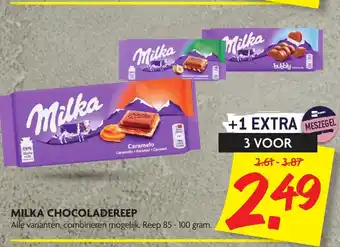 Dekamarkt Milka chocoladereep 3*85-100g aanbieding