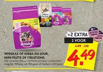 Dekamarkt Whiskas of Sheba Du Jour, Mini filets of Creations 2st aanbieding