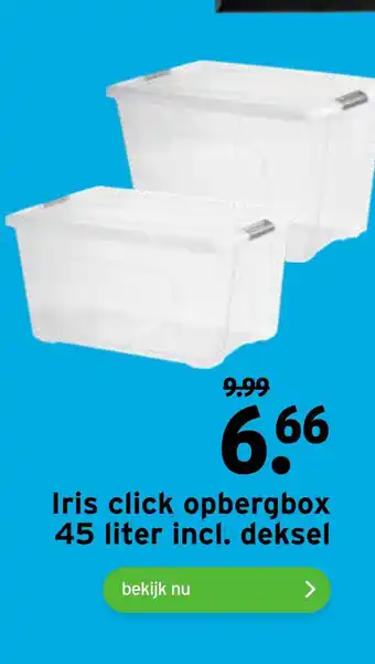 GAMMA Iris click opbergbox 45 liter incl. deksel aanbieding