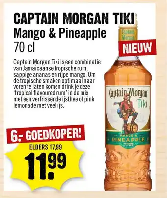 Dirck 3 Captain morgan tiki mango & pineapple 70 cl aanbieding