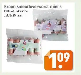 Lekker Makkelijk Kroon smeerleverworst mini's kalfs of saksische 5x25 gram aanbieding