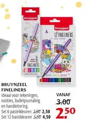 Boekhandel Plukker Bruynzeel fineliners aanbieding