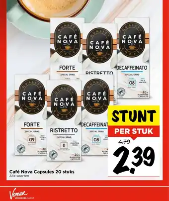 Vomar Voordeelmarkt Café Nova capsules 20 stuks aanbieding