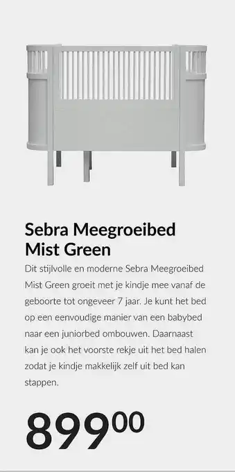 Babypark Sebra meergroeibed mist green aanbieding