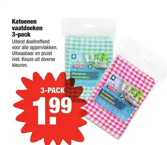 ALDI Katoenen vaatdoeken 3-pack aanbieding