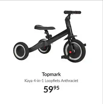 Babypark Topmark kaya 4-in-1 loopfiets anthraciet aanbieding