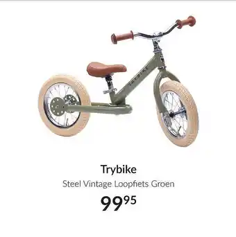 Babypark Trybike steel vintage loopfiets groen aanbieding