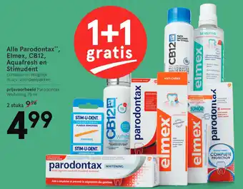 Etos Alle Parodontax Elmex, CB12, Aquafresh en Stimudent 75ml aanbieding