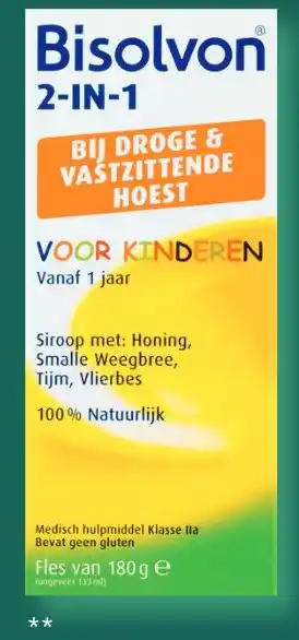 Etos Bisolvon 2-in-1 Kind Siroop 180gram aanbieding