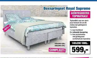 Matrasconcurrent Boxspring royal supreme 140x200 aanbieding