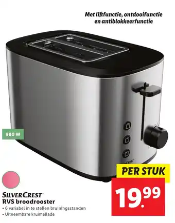 Lidl SILVERCREST RVS broodrooster aanbieding