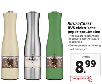 Lidl SILVERCREST RVS elektrische peper-/zoutmolen aanbieding