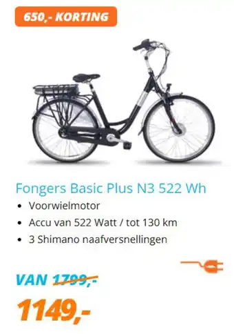 Matrabike Fongers Basic Plus N3 522 Wh aanbieding