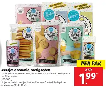 Lidl Leentjes decoratie-zoetigheden aanbieding