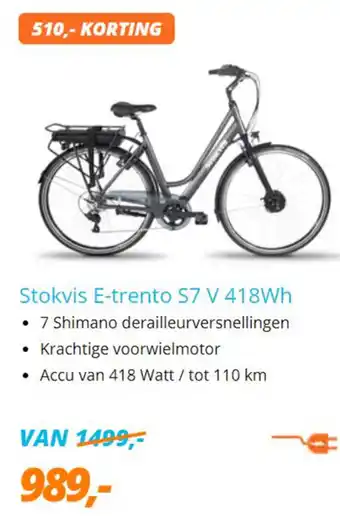 Matrabike Stokvis E-trento S7 V 418Wh aanbieding