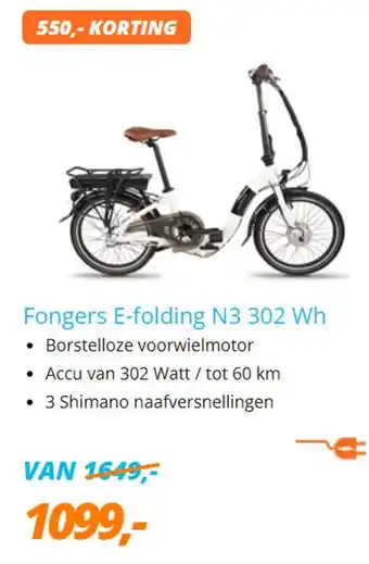 Matrabike Fongers E-folding N3 302 Wh aanbieding