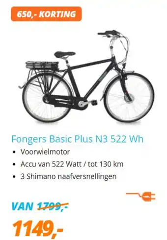 Matrabike Fongers Basic Plus N3 522 Wh aanbieding