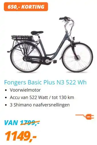 Matrabike Fongers Basic Plus N3 522 Wh aanbieding