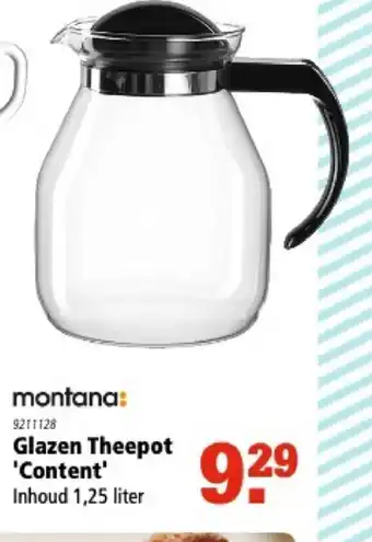 Marskramer Montana Glazen Theepot Content 1.25L aanbieding