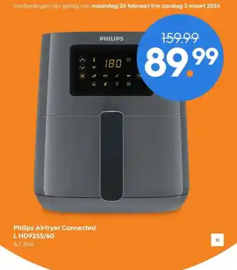 Blokker Philips Airfryer Connected L HD9255/60 4,1 liter aanbieding