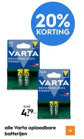 Blokker alle Varta oplaadbare batterijen aanbieding