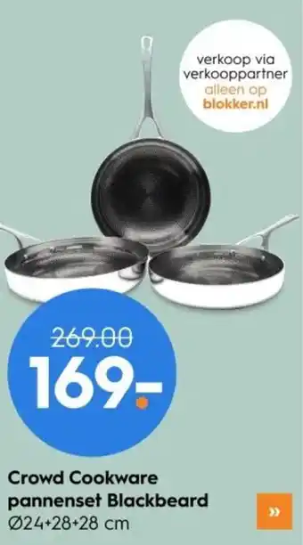 Blokker Crowd Cookware pannenset Blackbeard Ø24+28+28 cm aanbieding