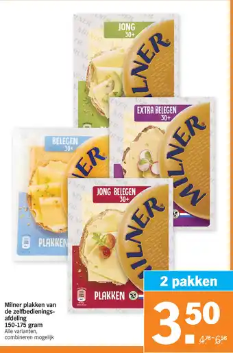 Albert Heijn Milner plakken van de zelfbedieningsafdeling 150-175 gram aanbieding