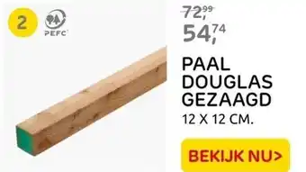 Praxis PAAL DOUGLAS GEZAAGD 12 X 12 CM. aanbieding